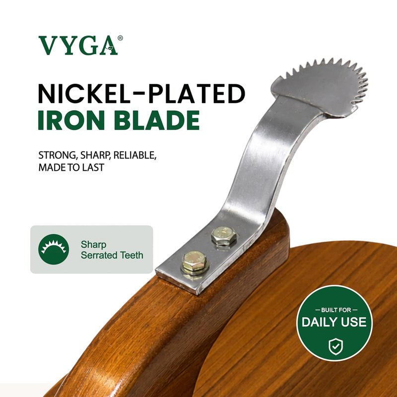 Vyga Curv Teakwood Coconut Scraper with Protection Cap