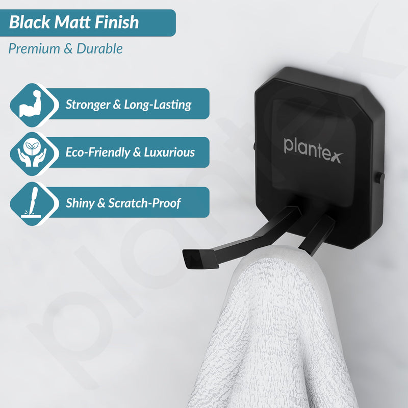 Plantex 304 Grade Stainless Steel Robe Hook for Bathroom/Cloth-Towel Hanger/Hooks for Wall/Bathroom Accessories - Cute (Black)-3