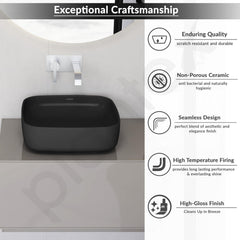 Plantex Ceramic Wall-hung Commode with Table-Top Wash Basin for Bathroom/Rimless Washdown Western Toilet/Bathroom Wash Basin - P Trap Commode - Black-3