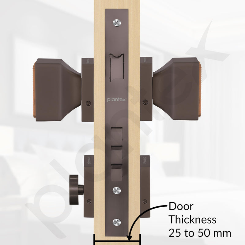 Plantex Heavy Duty Door Lock/Main Door Lock Handle/Handle Set for Home/Office/Door Accessories - (PT-011, Satin Black & Rose Gold)-5