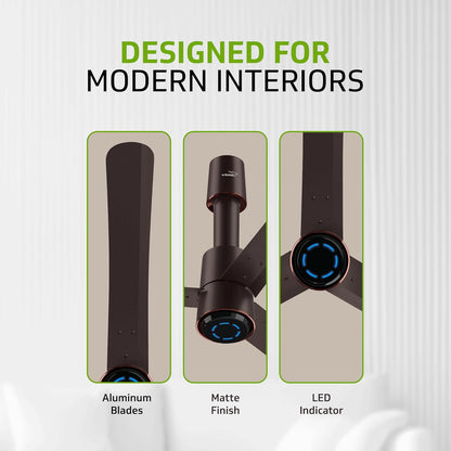 V-Guard Insight-G Premium Bldc Ceiling Fan For Home | 6 Speed Settings | 5 stars Energy Saving | Convenient Remote Control | High-Speed 100% Copper Motor | 1.2M (Elegance Brown Matte)
