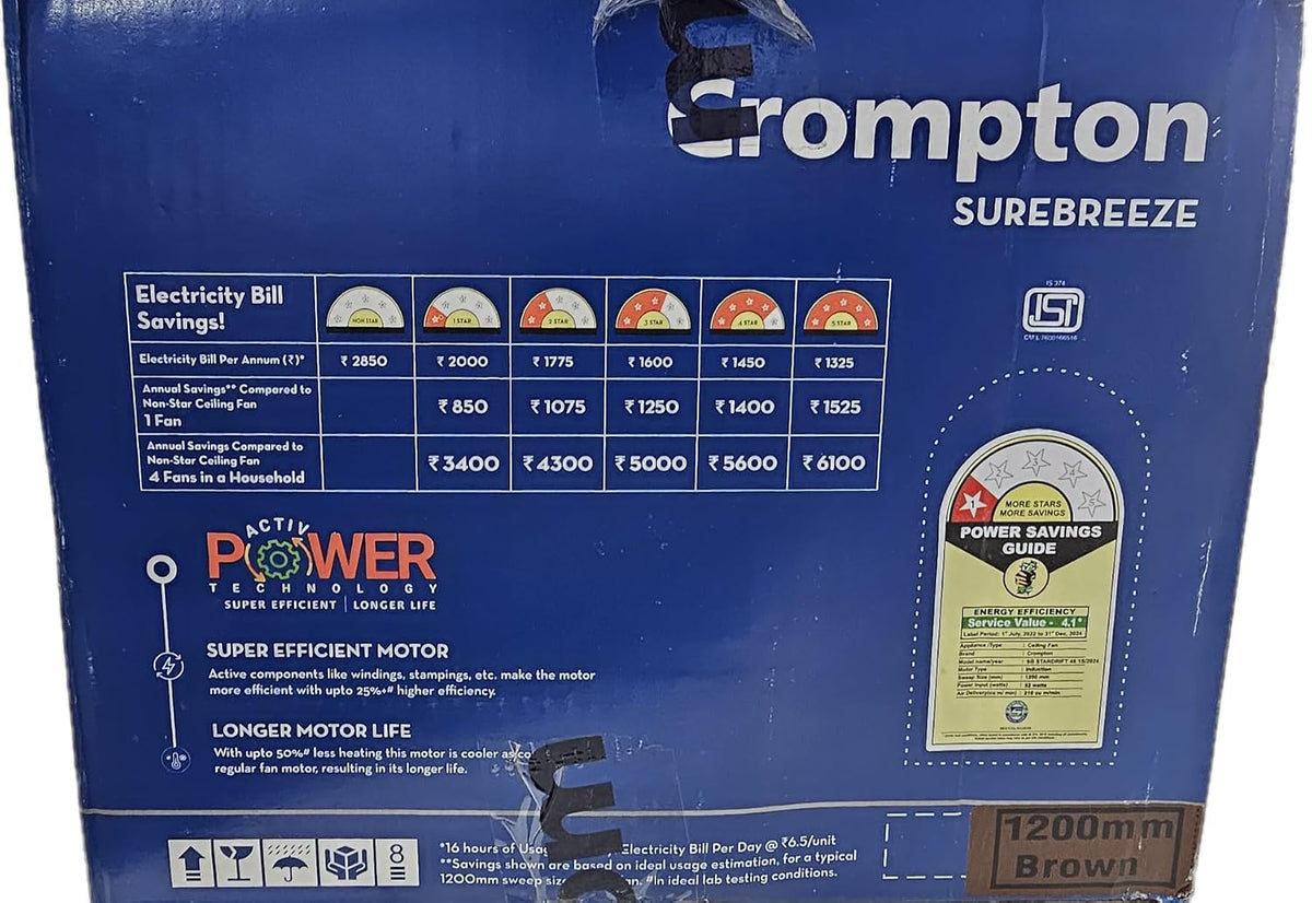 Crompton Superbreeze Stardrift 1200 Mm Ceiling Fan 1 Star (brown)-3
