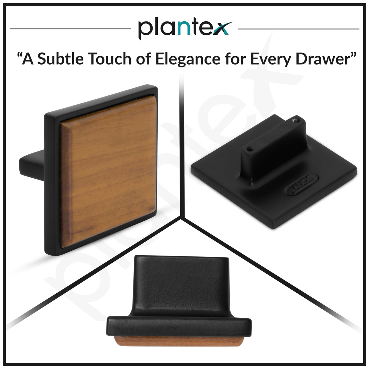 Plantex Knobs for Drawer/Square Drawer Knobs/Knobs for Cabinets/Pull-Push Knobs for Kitchen/Bedroom Drawer - Pack of 2 (Big, Black & Wood)-4