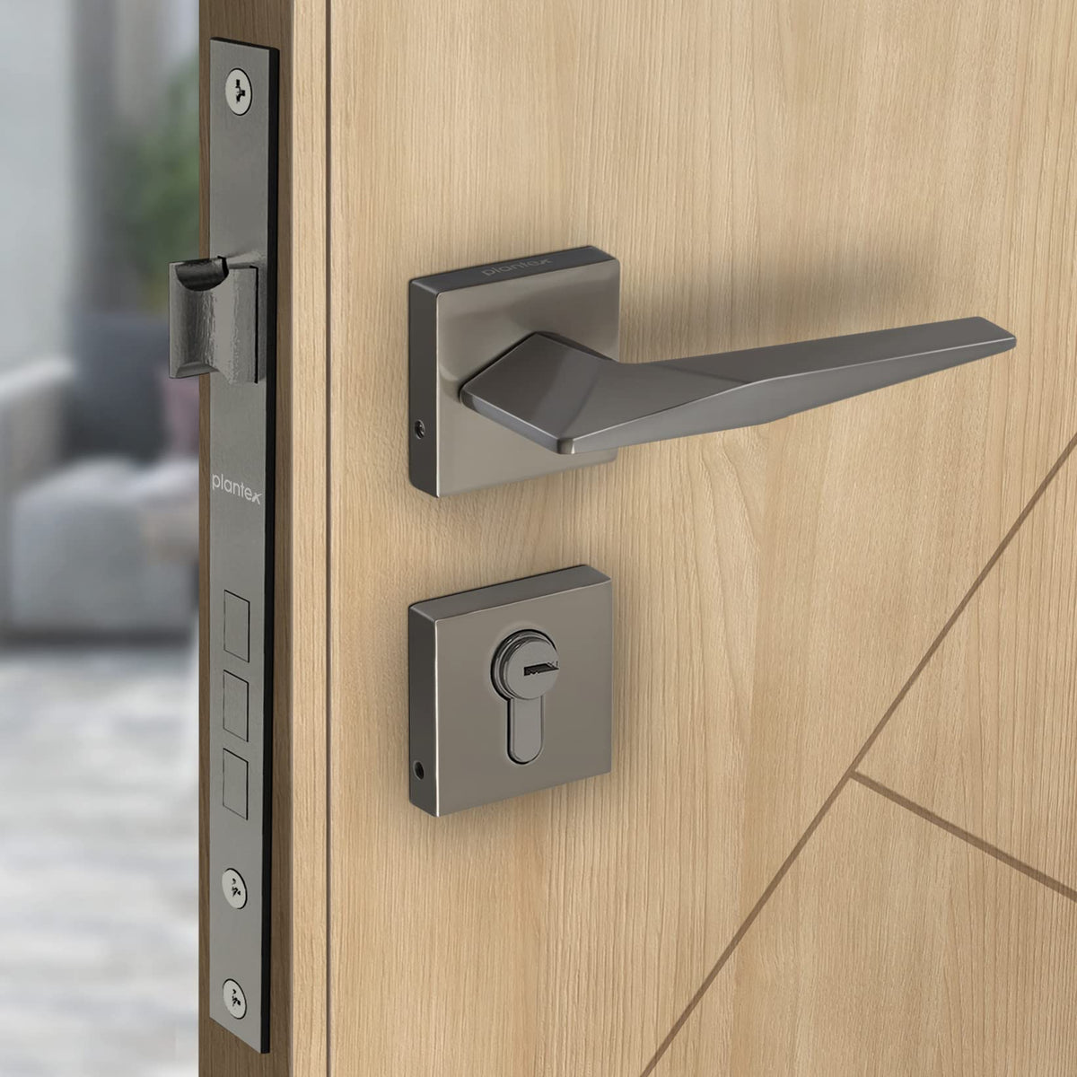 Plantex Door Lock for Home/Main Door Lock Set with 3 Years of Warranty Mortise Lock for Door with Brass Lock Body & Cylinder(7083-Satin Black)-1