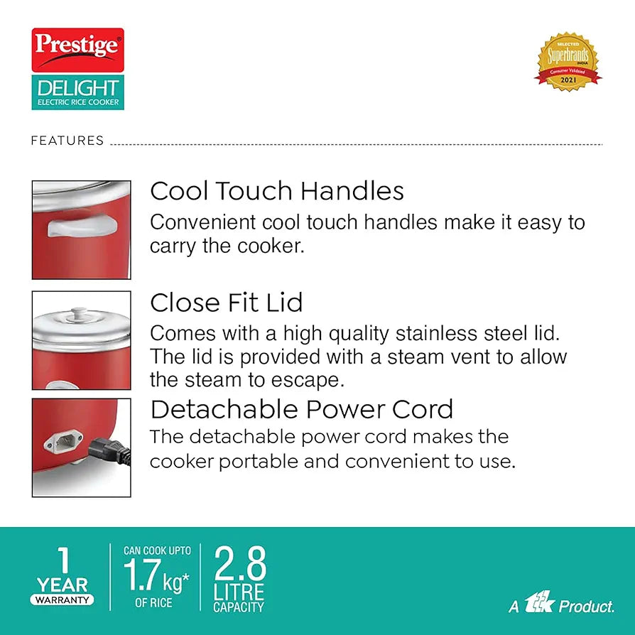 Prestige Delight Cute 2.8 SS Bowl Electric Rice Cooker