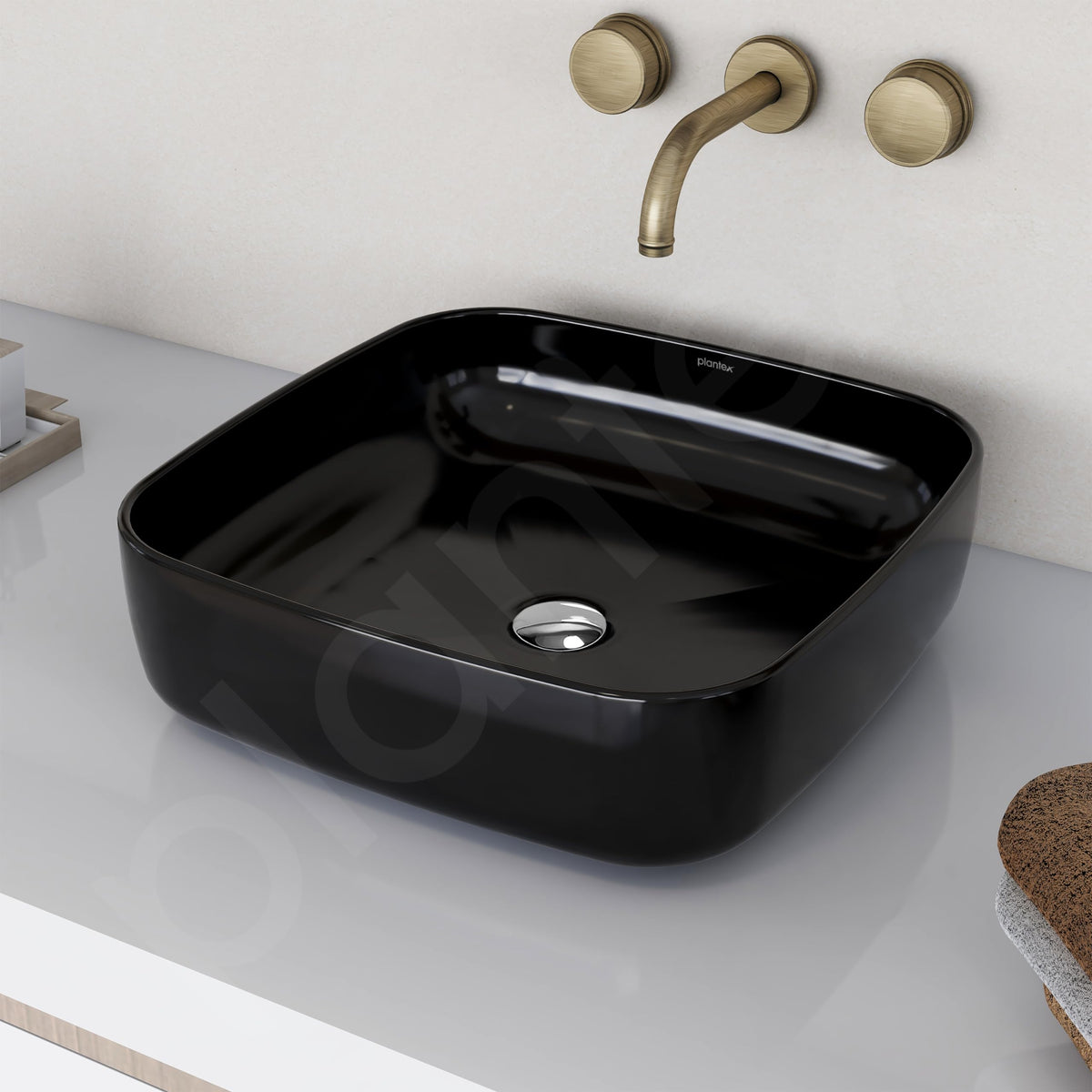 Plantex Premium Ceramic Tabletop Washbasin/Black Countertop Wash Basin/Tabletop Basin for Bathroom/Small Wash Basin (16 x 16 x 5 Inch)-6
