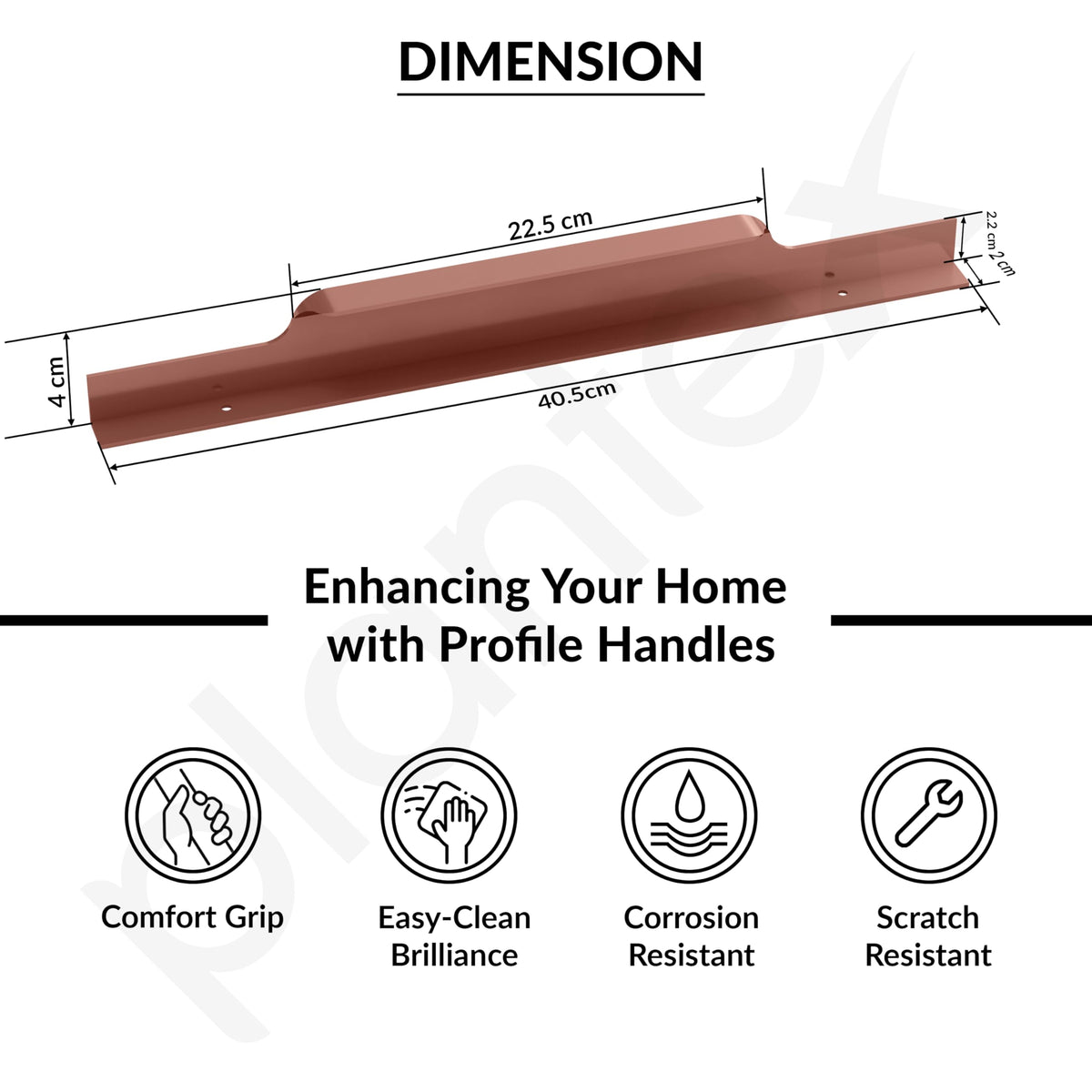 Plantex Profile Handle for Kitchen Cabinet/16 Inch Aluminium Drawer Profile Handle/Wardrobe Pull Handle for Home/Office/Hotel - Pack of 2 (Rose Gold) (Model APS-PF-1004)-3