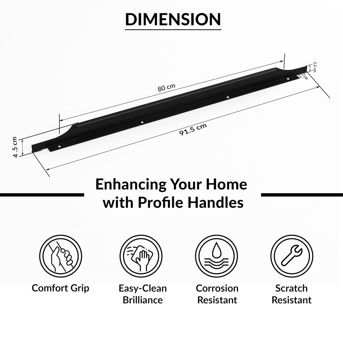 Plantex Profile Handle for Kitchen Cabinet/36 Inch Aluminium Drawer Profile Handle/Wardrobe Pull Handle for Home/Office/Hotel - Pack of 2 (Black) (Model APS-PF-1003)-3