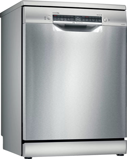 Bosch 14 Place Setting Dishwasher with Intensive Kadhai Program, 70⁰ Hot water wash, 3-Stage Adjustable Upper Rack, No Pre-Rinse (SMS46KI03I, Silver, Glass Protection Technology)