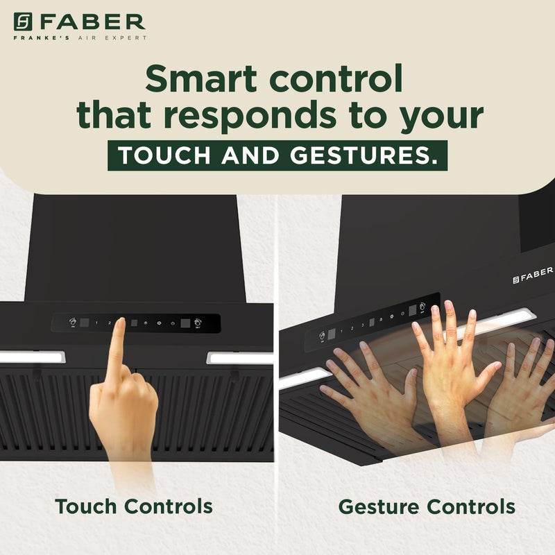 Faber 60 cm 1000 m³/hr T-Shape Kitchen Chimney | Baffle Filter | Touch Control || 12 Years warranty on Motor|| Motor- 25