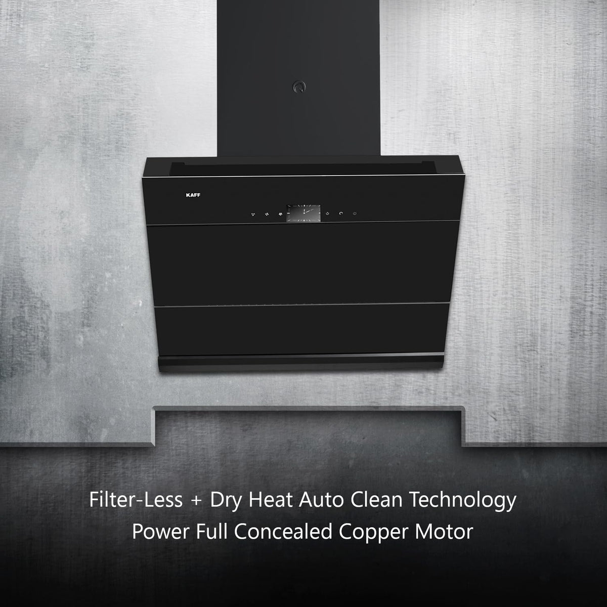 Kaff HAWK DHC 60 Filter-less Auto Clean Slant Kitchen Chimney, Black