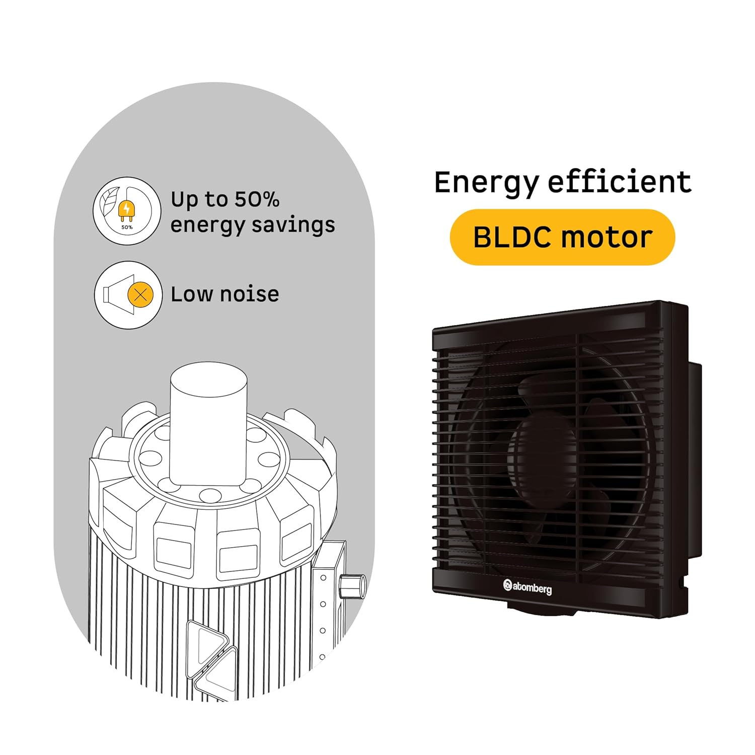 atomberg Efficio Exhaust 8 Inches | Suitable for Bathroom, Kitchen | BLDC Motor | Easy to Clean | 2 Year Warranty (Brown)