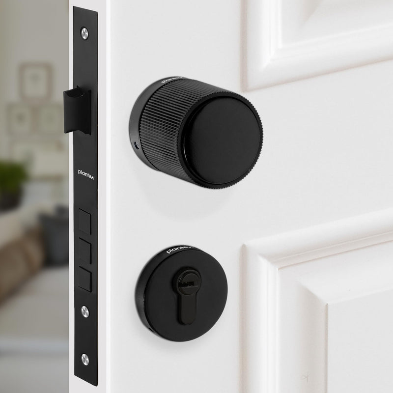 Plantex Mortise Lock for Main Door - Door Accessories (Black)-1