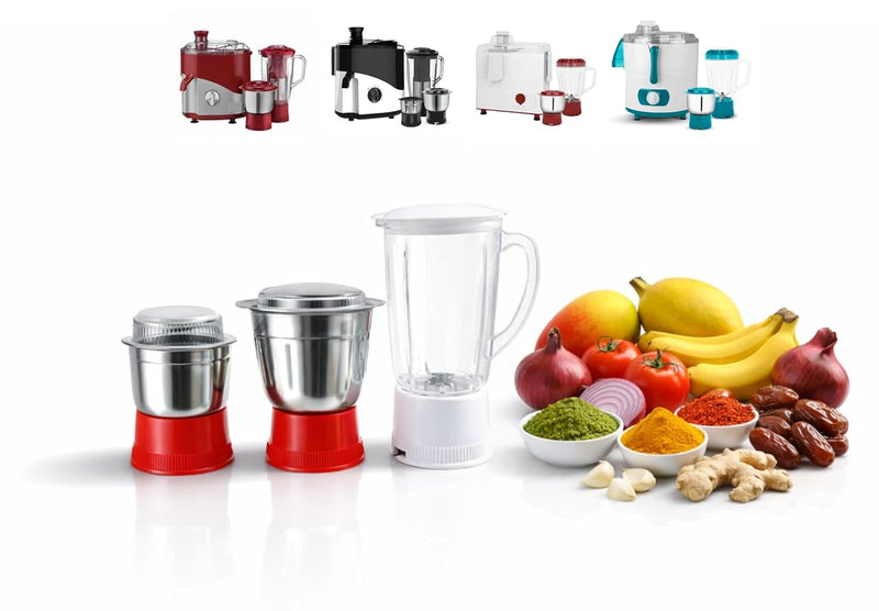 Stainless Steel Juicer Mixer Grinder Jar Set (400ml & 1000ml) with 1500ml Transparent Jar Compatible with Maharaja Whiteline – Only for Shown Models – Not for Other Models & Brands