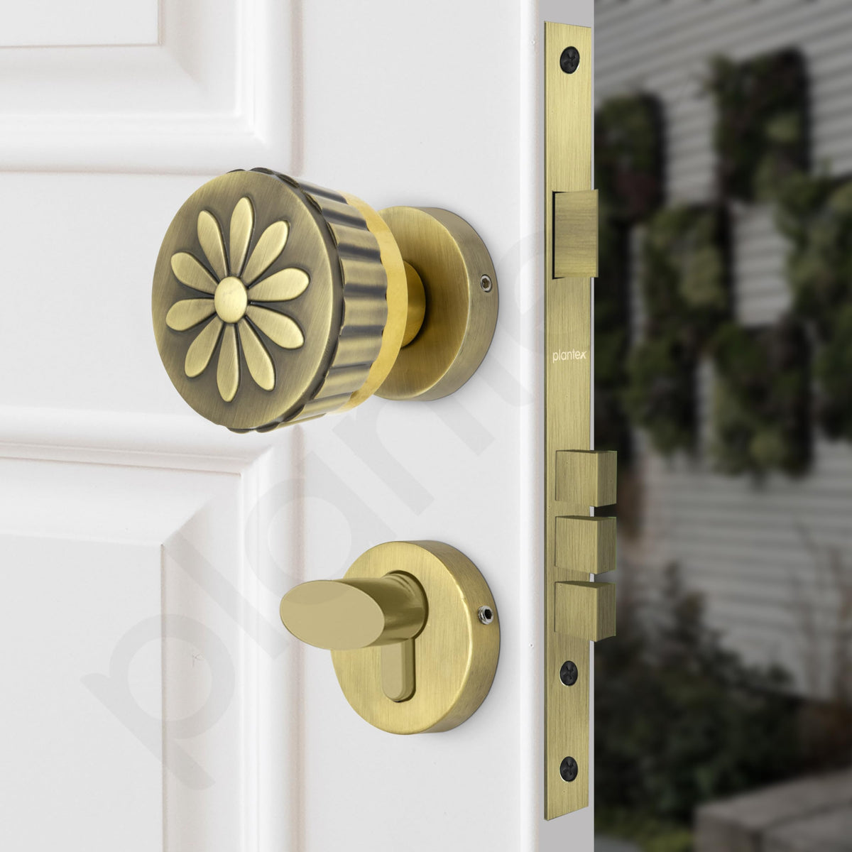 Plantex Heavy Duty Mortise Door Lock/Handle Set for Home/Office (Brass Antique & Gold)-4