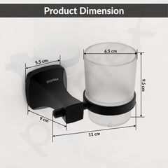 Plantex Space Aluminum Glass Tumbler Holder/Wall Mounted Tooth Brush Holder/Bathroom Accessories (Black)-3