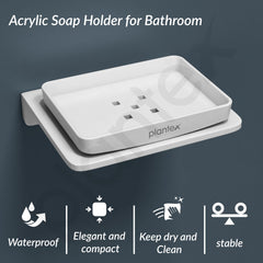 Plantex 5mm Acrylic Soap Holder for Bathroom/Wall Mounted Soap Stand/Soap Dish Holder for Bathroom - (White)-2