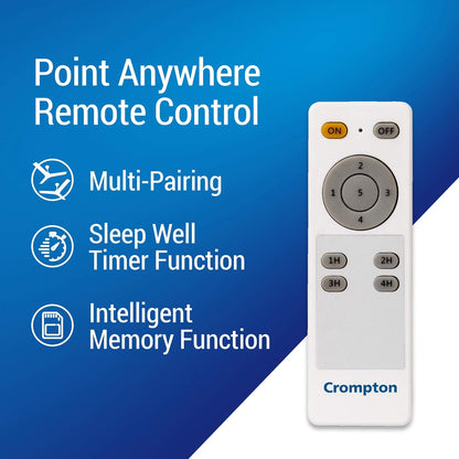 Crompton SilentPro Enso 1225 mm ActivBLDC Remote-controlled Ceiling Fan | 2X Silent | iF Design Award 2021 | 5 Years Warranty (Chestnut Wood)
