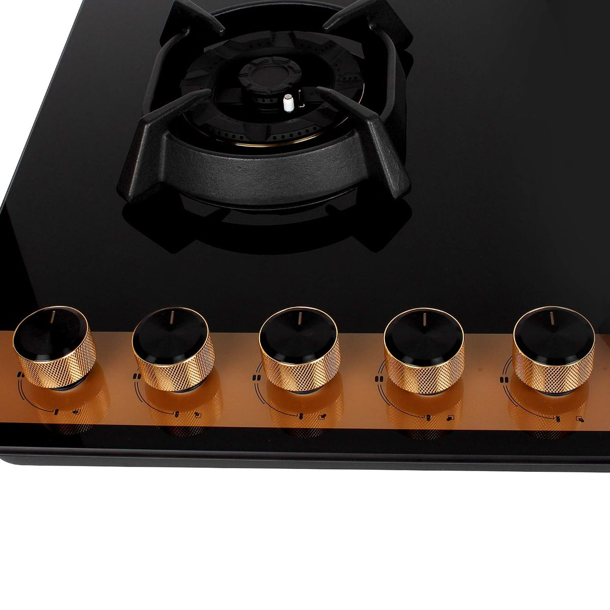 Faber Hobtop Utopia HT905 CRS BR CI AI 5 Brass Burner Auto Electric Ignition Glass Top, Black