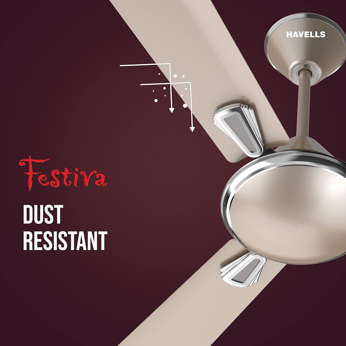 Havells Festiva 1200mm Dust Resistant Ceiling Fan (Gold Mist)