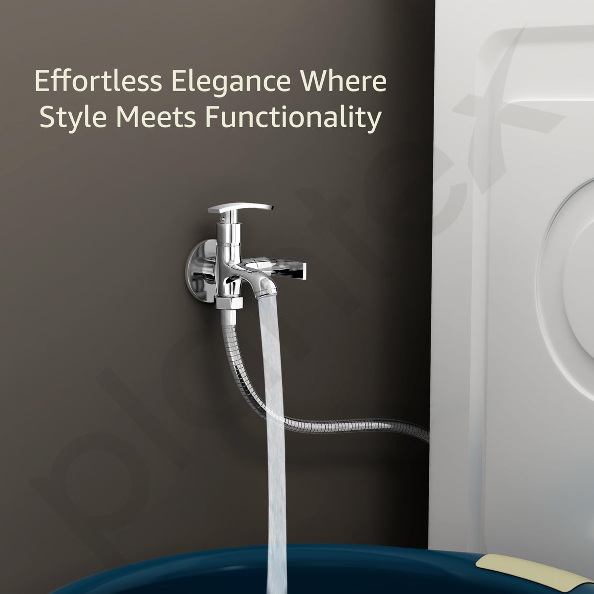 Plantex Two Way Tap for Washing Machine with Water Saving Aerator/2 in 1 Bibcock for Bathroom with Brass Spindle and Wall Flange/Bathroom Tap-(SMR-1265-Chrome)-5