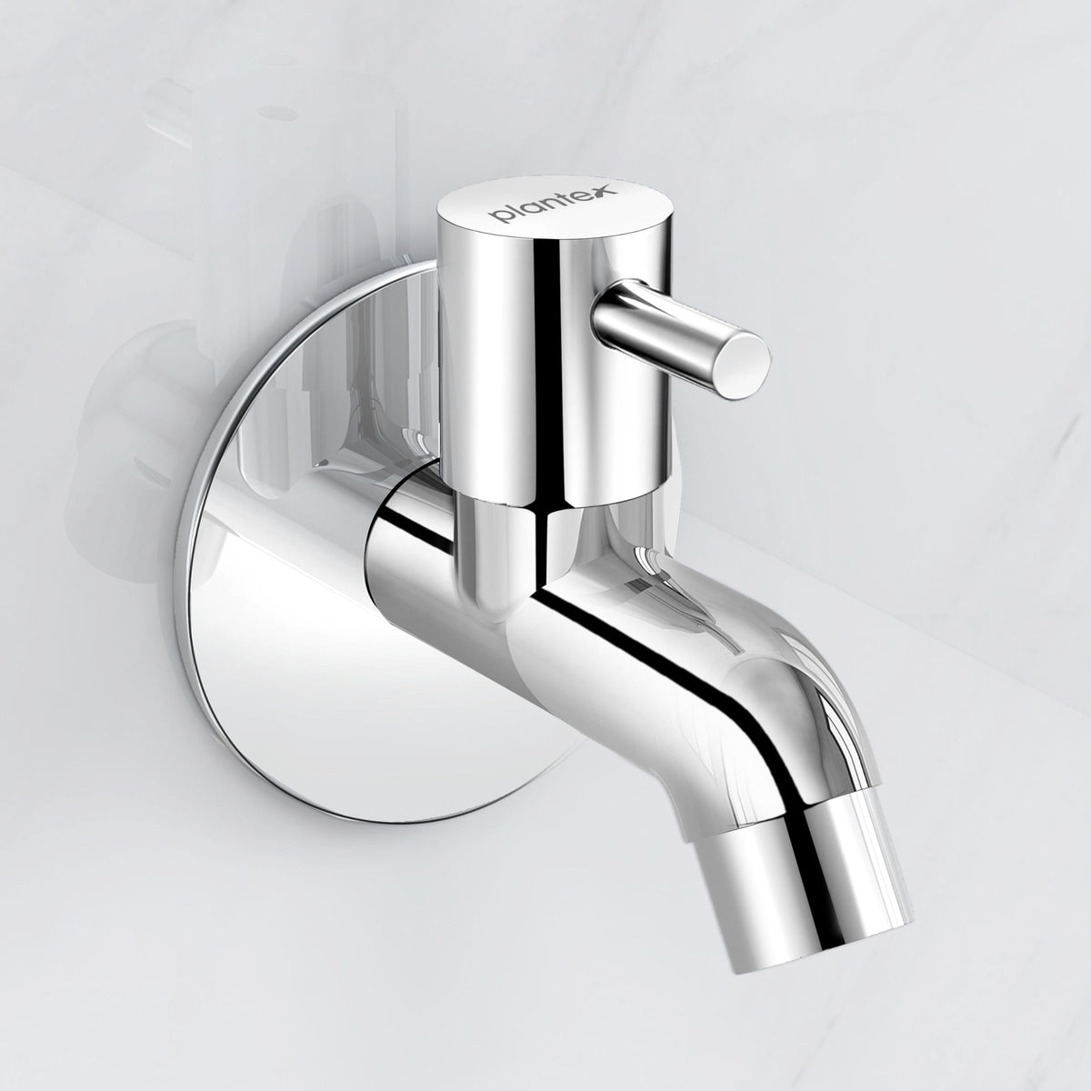 Plantex Pure Brass ICO-901 Water Tap for Bathroom with Water-Saving Technology Tap/Wall Mount Bib Tap with Wall Flange & Teflon Tape-7 Year Warranty(Chrome Finish)