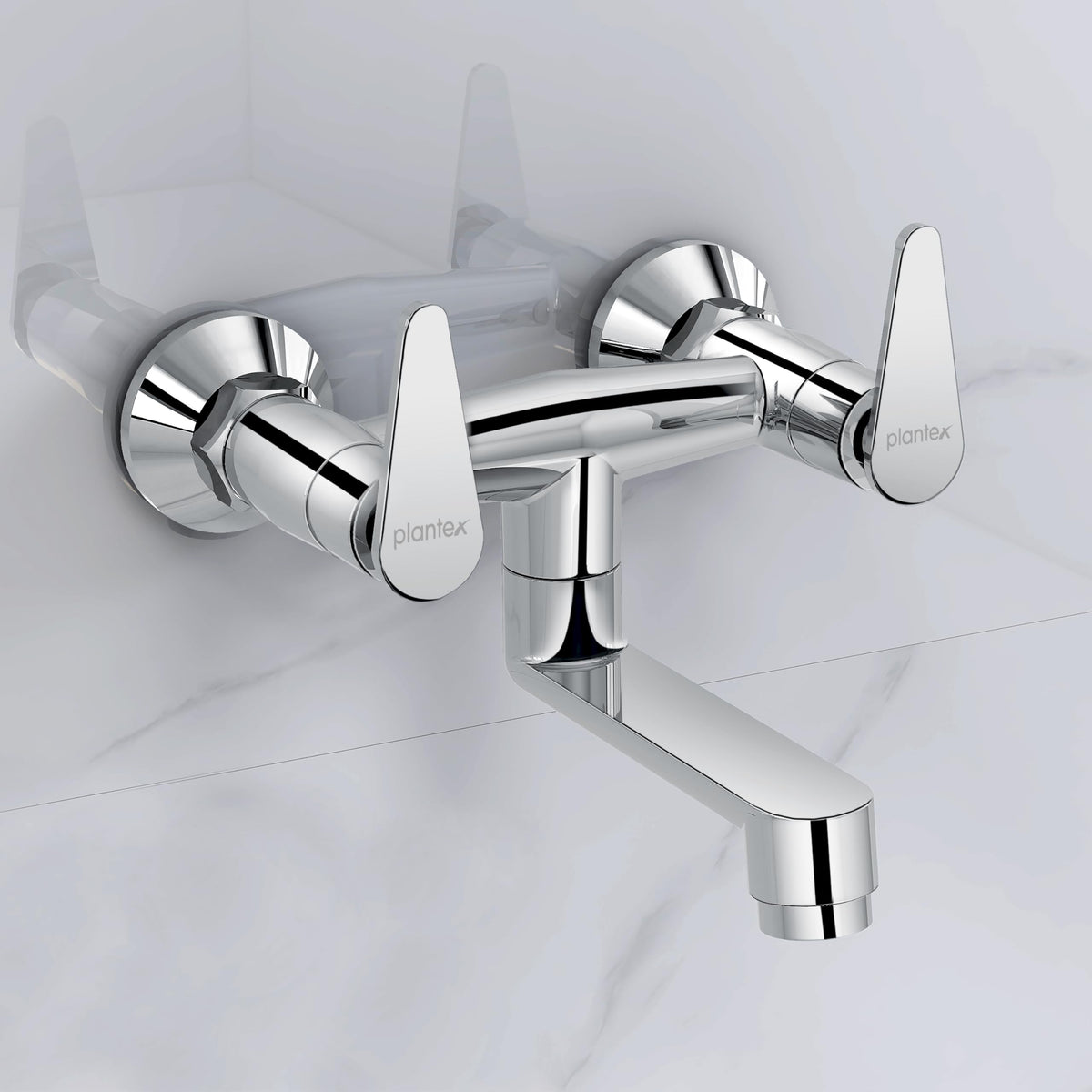 Plantex Pure Brass LEA-716 Non Telephonic Wall Mixer with Water Saving Faucet Nozzle/Mixer Tap for Bathroom with Brass Wall Flange-7 Year Warranty by Plantex (Mirror Chrome)