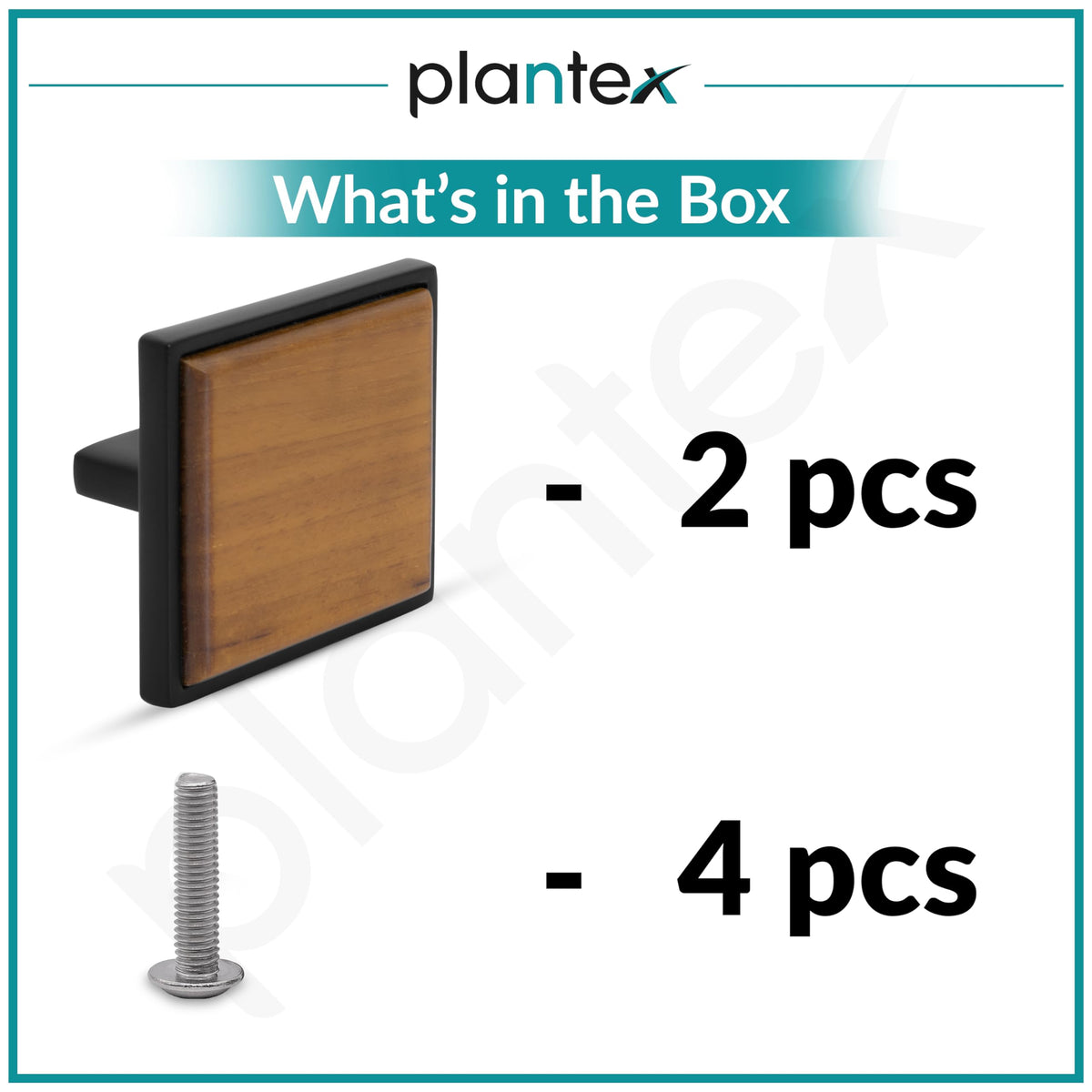 Plantex Knobs for Drawer/Square Drawer Knobs/Knobs for Cabinets/Pull-Push Knobs for Kitchen/Bedroom Drawer - Pack of 2 (Big, Black & Wood)-5