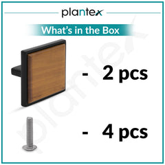 Plantex Knobs for Drawer/Square Drawer Knobs/Knobs for Cabinets/Pull-Push Knobs for Kitchen/Bedroom Drawer - Pack of 2 (Big, Black & Wood)-5