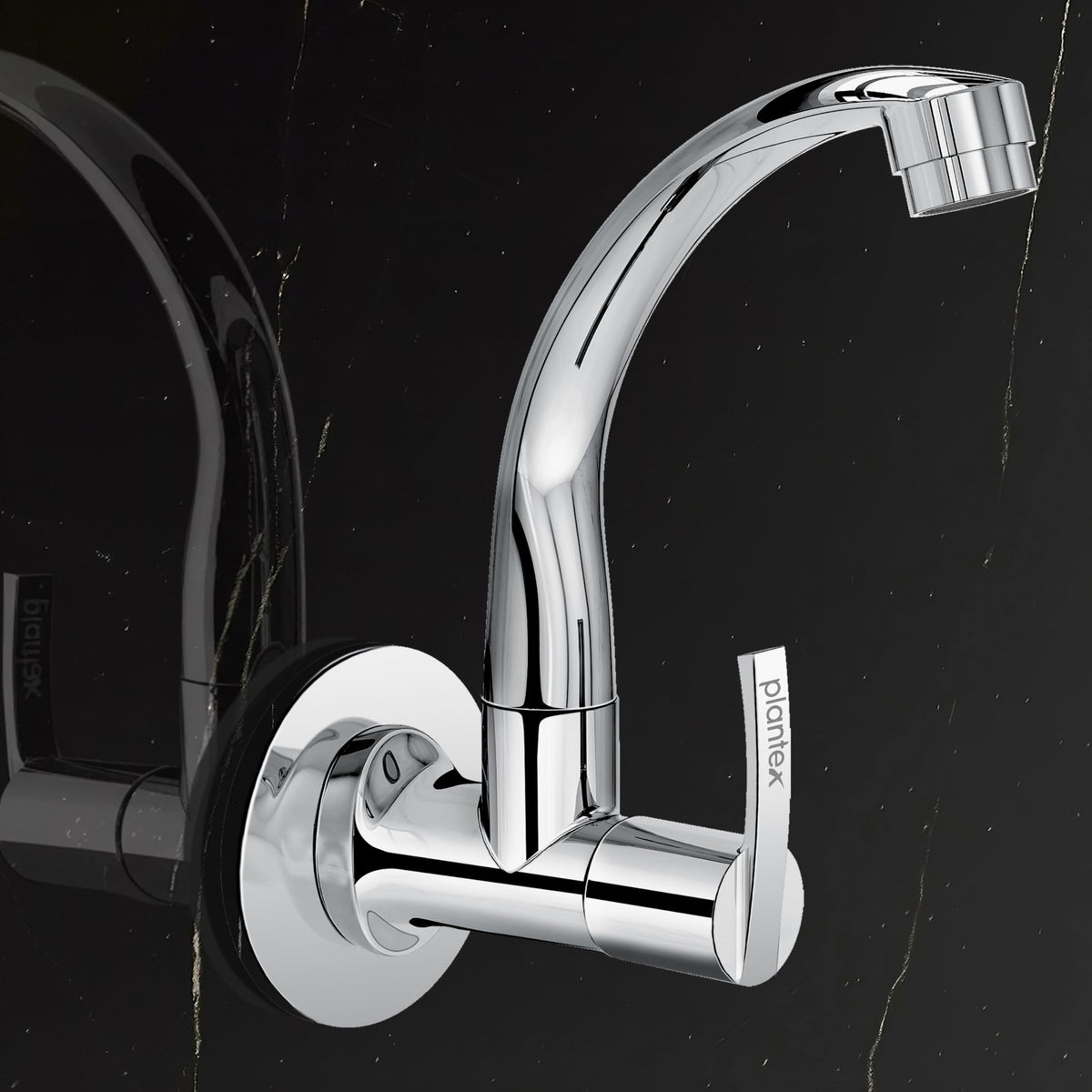 Plantex Pure Brass Kitchen Taps for Home Sink/Tap for Kitchen Basin with 360° Swivel Spout and Water Saving Aerator/Water Tap with Brass Wall Flange-7 Year Warranty (AQ-1410- Chrome)