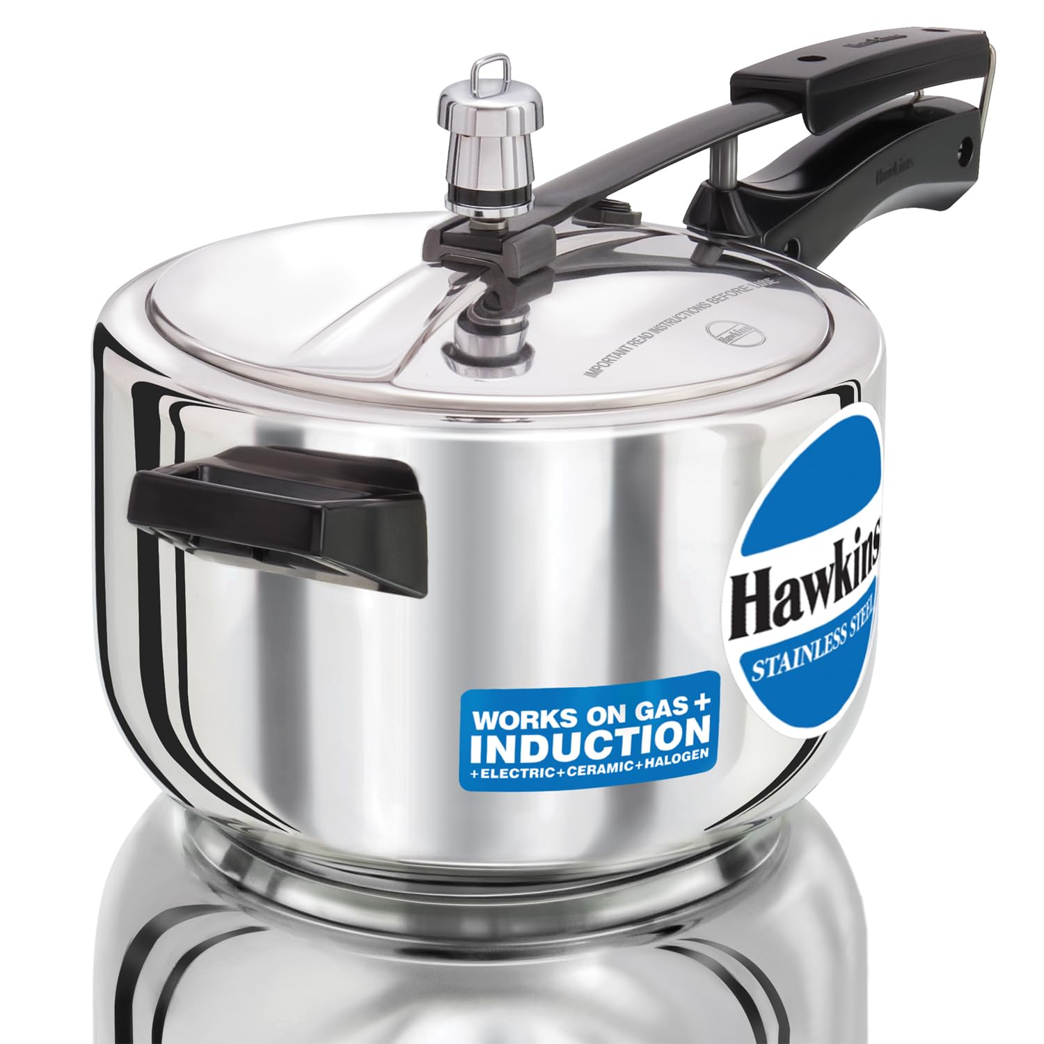Hawkins Stainless Steel 10L Inner Lid Pressure Cooker Induction Compatible, 10 Liter