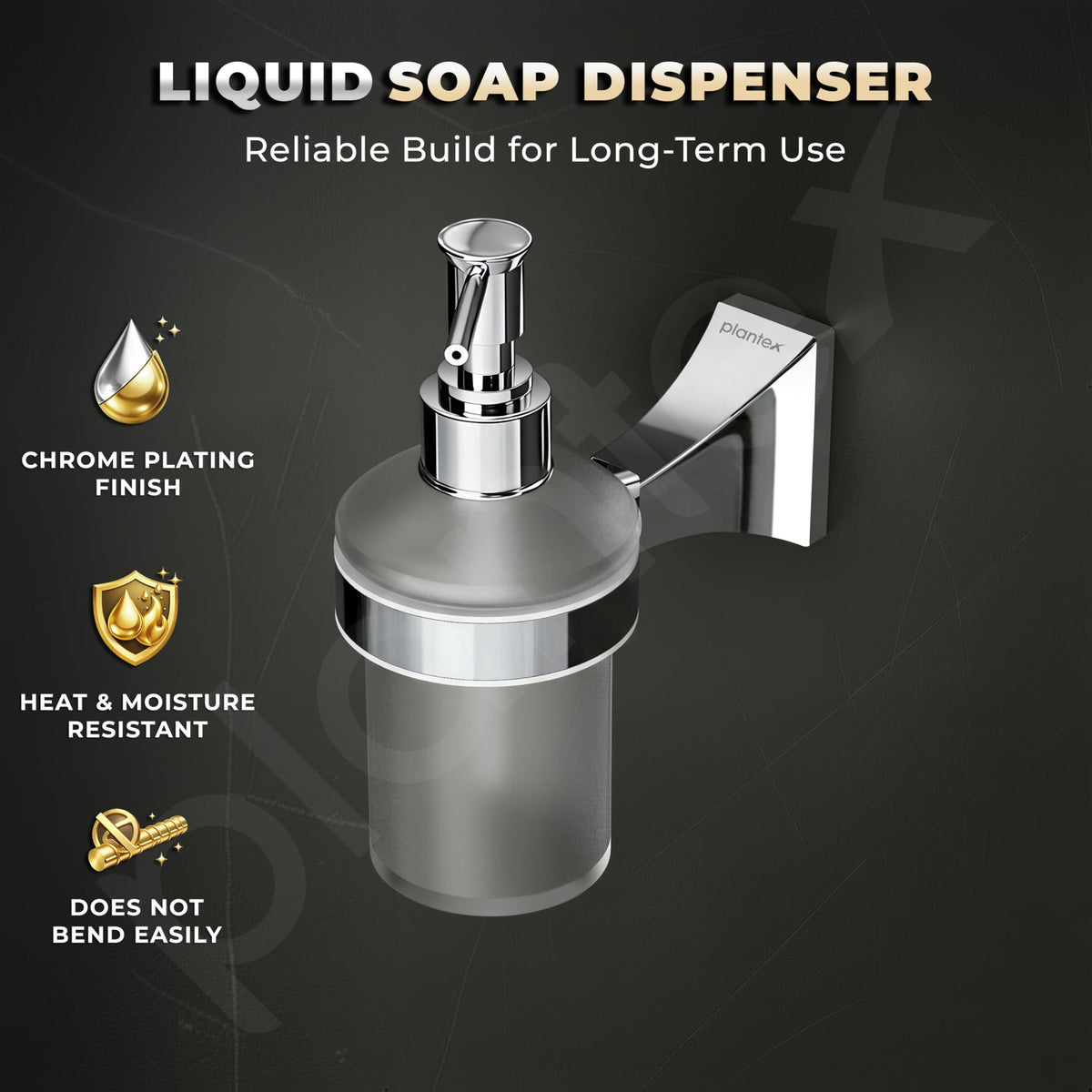Plantex Liquid Soap Dispenser for Bathroom/Pure Brass Shampoo Dispenser/Handwash Dispenser/Bathroom Accessories - Pack of 1 (APS-DL-07, Chrome)-3
