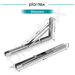 Plantex Heavy Duty 16 Inch Foldable Shelf Bracket/Stainless Steel Multipurpose Bracket/L Bracket/Space Saving Wall Bracket for Shelf/Folding Table Bracket for Home & Office (Pack of 2, Chrome)-3