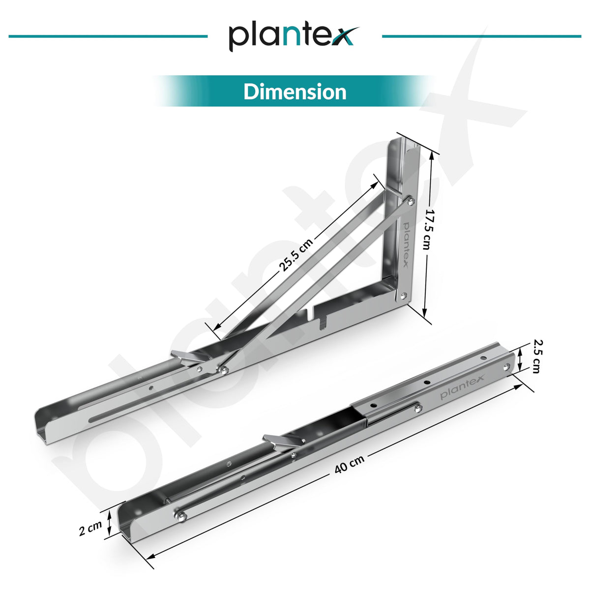 Plantex Heavy Duty 16 Inch Foldable Shelf Bracket/Stainless Steel Multipurpose Bracket/L Bracket/Space Saving Wall Bracket for Shelf/Folding Table Bracket for Home & Office (Pack of 2, Chrome)-3