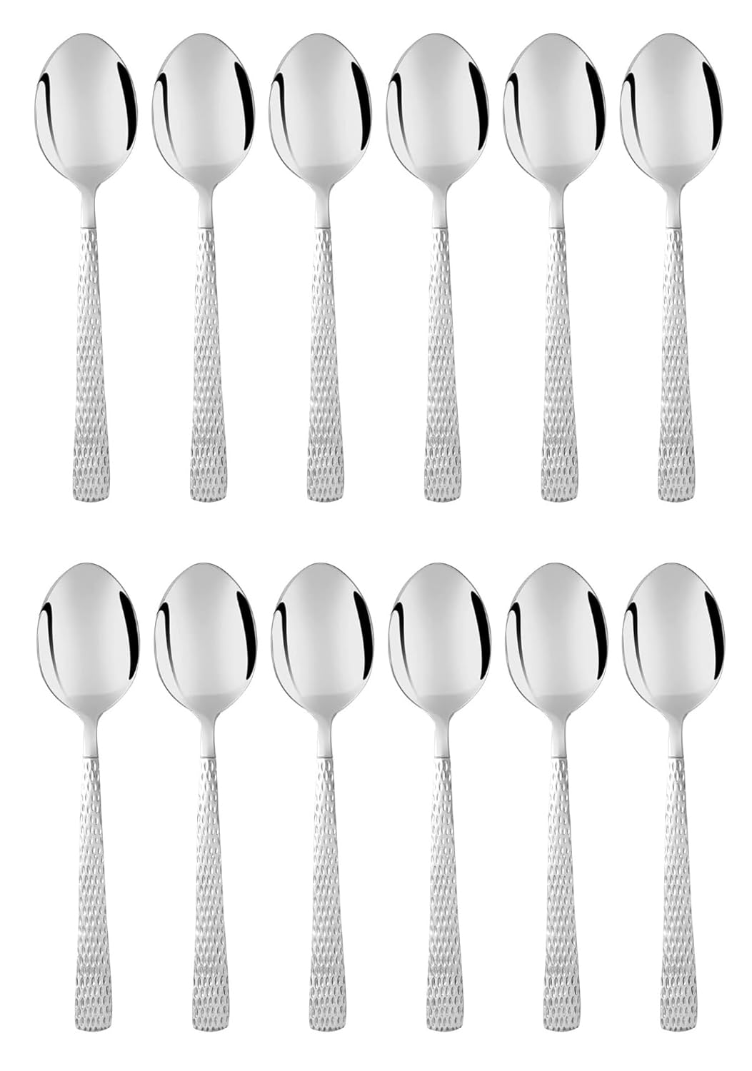 Dynore Stainless Steel Hammered Design 12 Pieces Dinner Spoons Set for Home/Kitchen/Restaurant