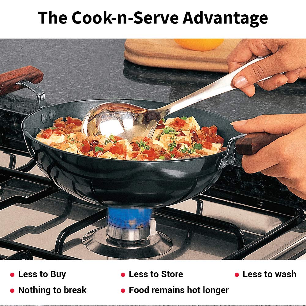 Hawkins Futura Hard Anodised Deep-Fry Pan 1.5 L, 22 cm, 3.25 mm (Kadhai) with SS lid
