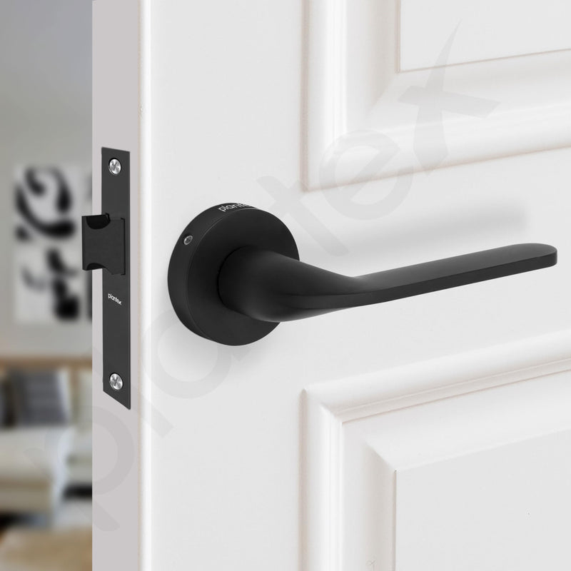 Plantex Pearl Mortise Door Lock for Balcony and Bathroom Door Lock/Keyless Pull Handle Set with Baby Latch (7060, Z-Black)-4