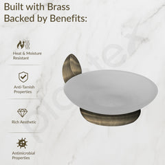Plantex Smero Pure Brass Glass Soap Holder for Bathroom & Kitchen/Soap Stand/Case/Dish/Bathroom Accessories - Contrive (Rich Antique)-2