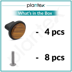 Plantex Knobs for Drawer/Round Drawer Knobs/Knobs for Cabinets/Pull-Push Knobs for Kitchen/Bedroom Drawer - Pack of 4 (Small, Black & Wood)-5