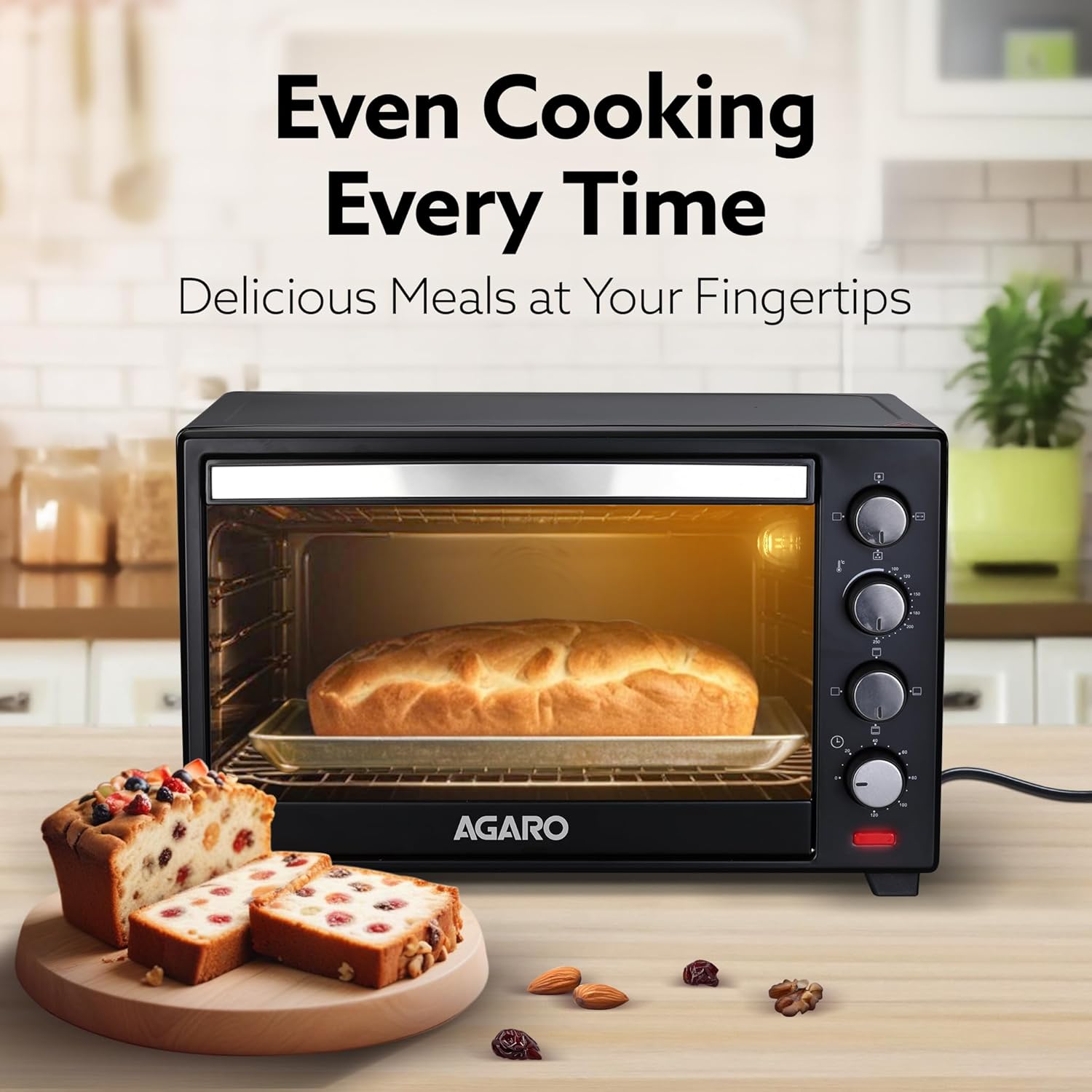 AGARO Marvel 48 Liters Oven Toaster Griller, Motorised Rotisserie and Convection Cake Baking OTG with 3 Heating Mode, (Black)