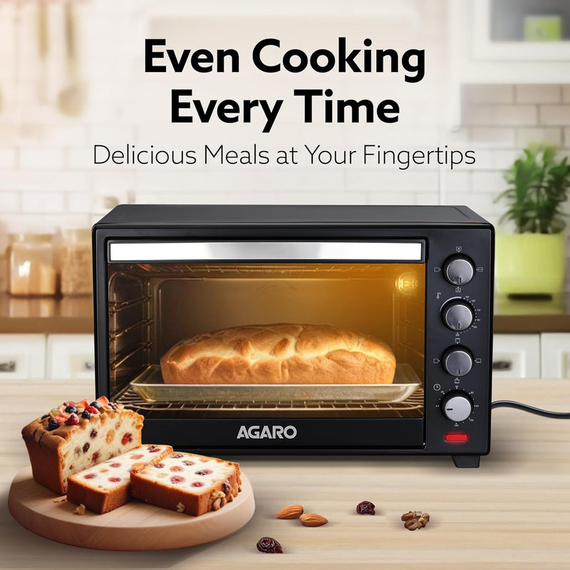 AGARO Marvel 48 Liters Oven Toaster Griller, Motorised Rotisserie and Convection Cake Baking OTG with 3 Heating Mode, (Black)