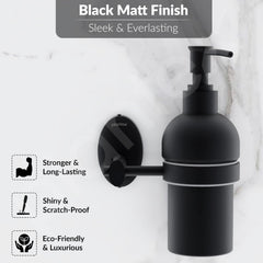 Plantex Liquid Soap Dispenser for Bathroom/304 Grade Stainless Steel Wall Mount handwash Dispenser/Shampoo Dispenser/Bathroom Accessories - Oreva (Black)-5