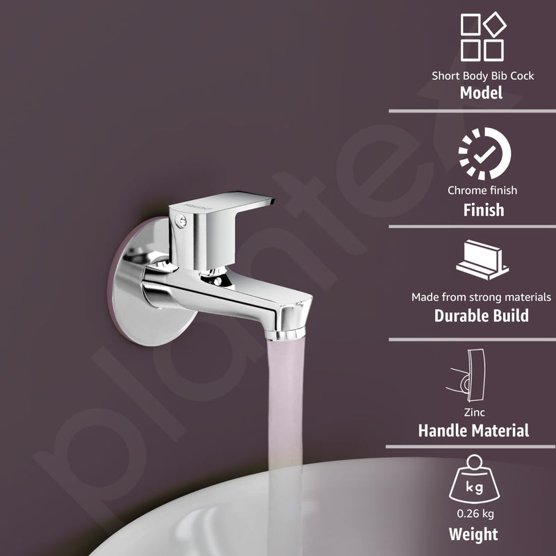 Plantex Water Tap for Bathroom with Water-Saving Tap/Wall Mount Bib Tap with Wall Flange and Teflon Tape/Brass Spindle Basin Tap for Home (CRM-1281-Mirror Chrome Finish)-2
