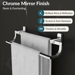 Plantex Dual 304 Grade Stainless Steel Towel Rod for Bathroom/Towel Bar for Bathroom/24 Inch Towel Hanger/Towel Holder - Pack of 1 (1908, Chrome)-4