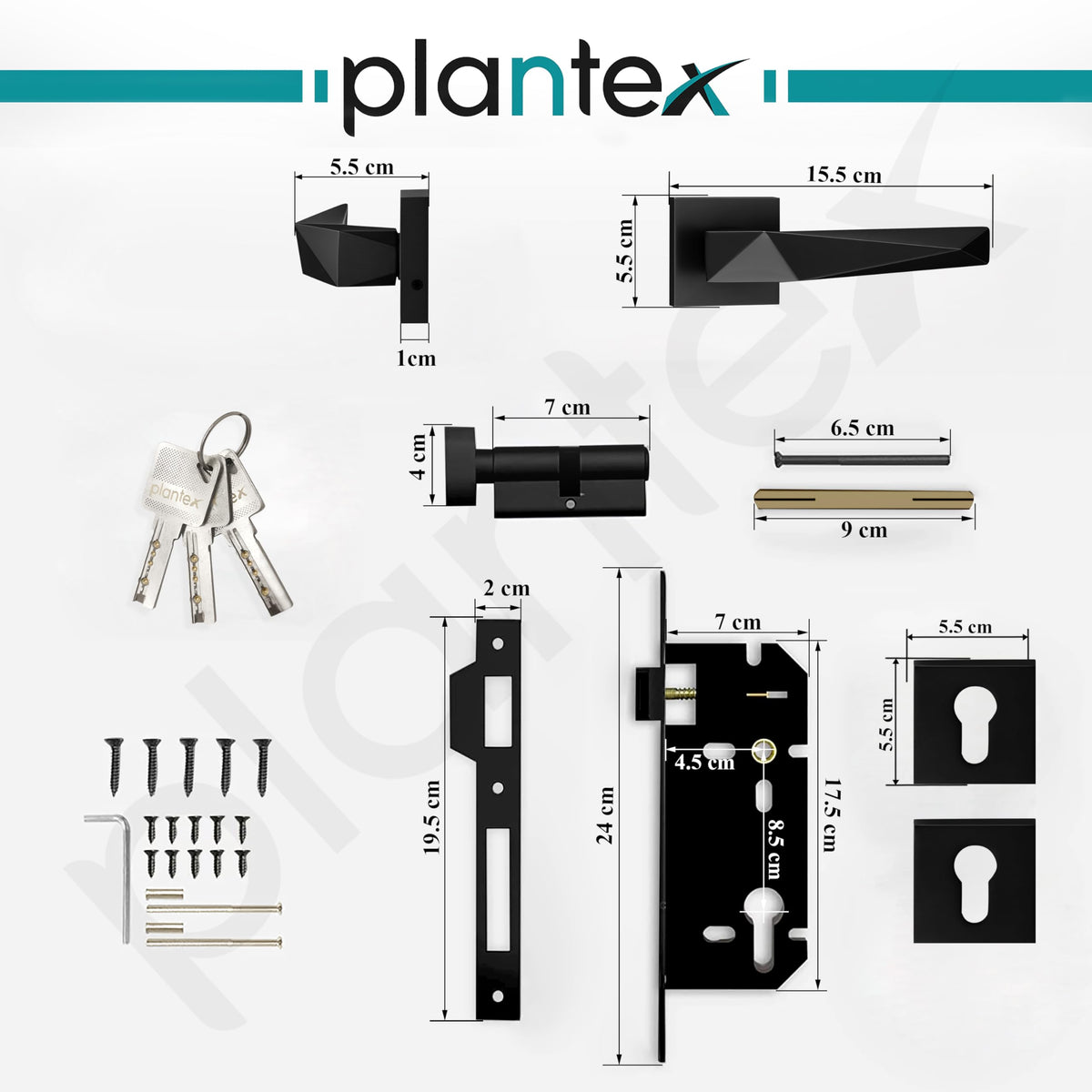 Plantex Main Door Lock Set/Door Handle Lock/Mortise Door Lock for Home with 3 Years of Warranty (7129, Z-Black)-6
