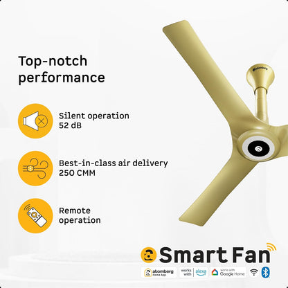 atomberg Aris Starlight BLDC Ceiling Fan 1200mm Best-in-class Air Delivery Smart IoT Remote Silent Operation LED Underlight | BEE 5star | 3 Year Warranty Stellar Black (Tuscan Gold)