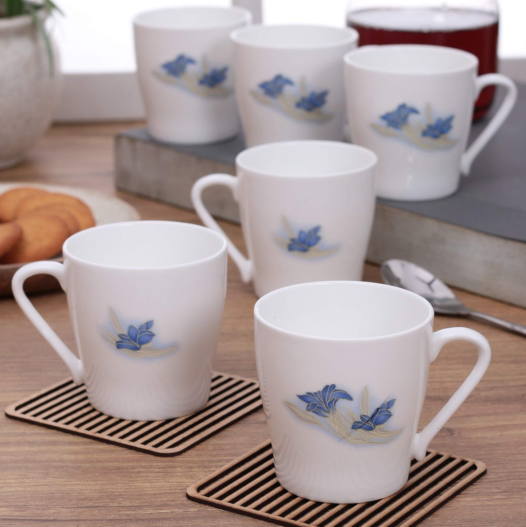 Clay Craft Bone China Liza Mw Coffee Mug Set, 150Ml, Multicolor, 6 Piece, Tea Cup Set of 6, Microwave & Dishwasher Safe, Mugs for Coffee, Cups Set of 6, Mug Set, Gift Set, Ideal for Gifting