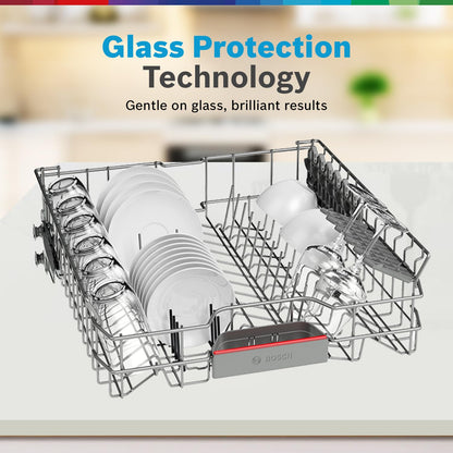 Bosch 13 Place Setting Dishwasher with Intensive Kadhai Program, No Pre-Rinse, 70⁰ Hot water wash, Half Load Option & Extra Cutlery Box - (SMS66GW01I, White, Glass Protection Technology)