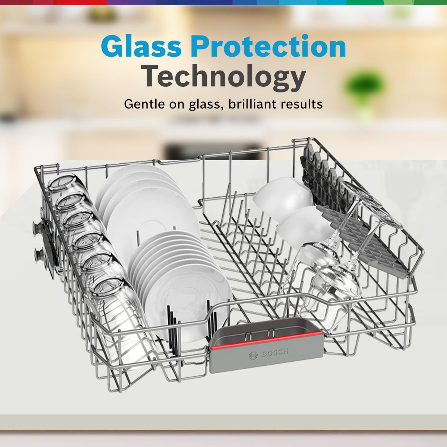 Bosch 14 Place Setting Dishwasher with Intensive Kadhai Program, 70⁰ Hot water wash, 3-Stage Adjustable Upper Rack, No Pre-Rinse (SMS46KI03I, Silver, Glass Protection Technology)