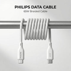 Philips DLC4150CW/94 65W Type-C to Type-C Fast Charging Cable (1.5m, Bright White)